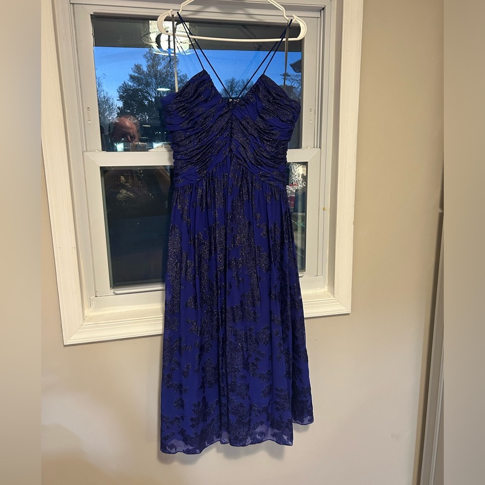 Monique Lhuillier Strappy Floral Midi Dress Size 12 - Picture 1 of 4